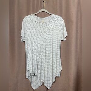 NWT Elan 1X Asymmetrical Striped Tee Gray  & White